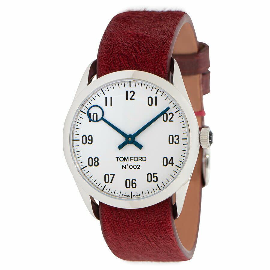 Tom Ford 002 Quartz White Dial Ladies Watch TF0120146437 RED