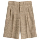 AMI Paris Men's Prince of Wales Check Tailored Short in Caramel/Blanc Creme