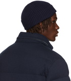 Brunello Cucinelli Navy Cashmere English Rib Beanie