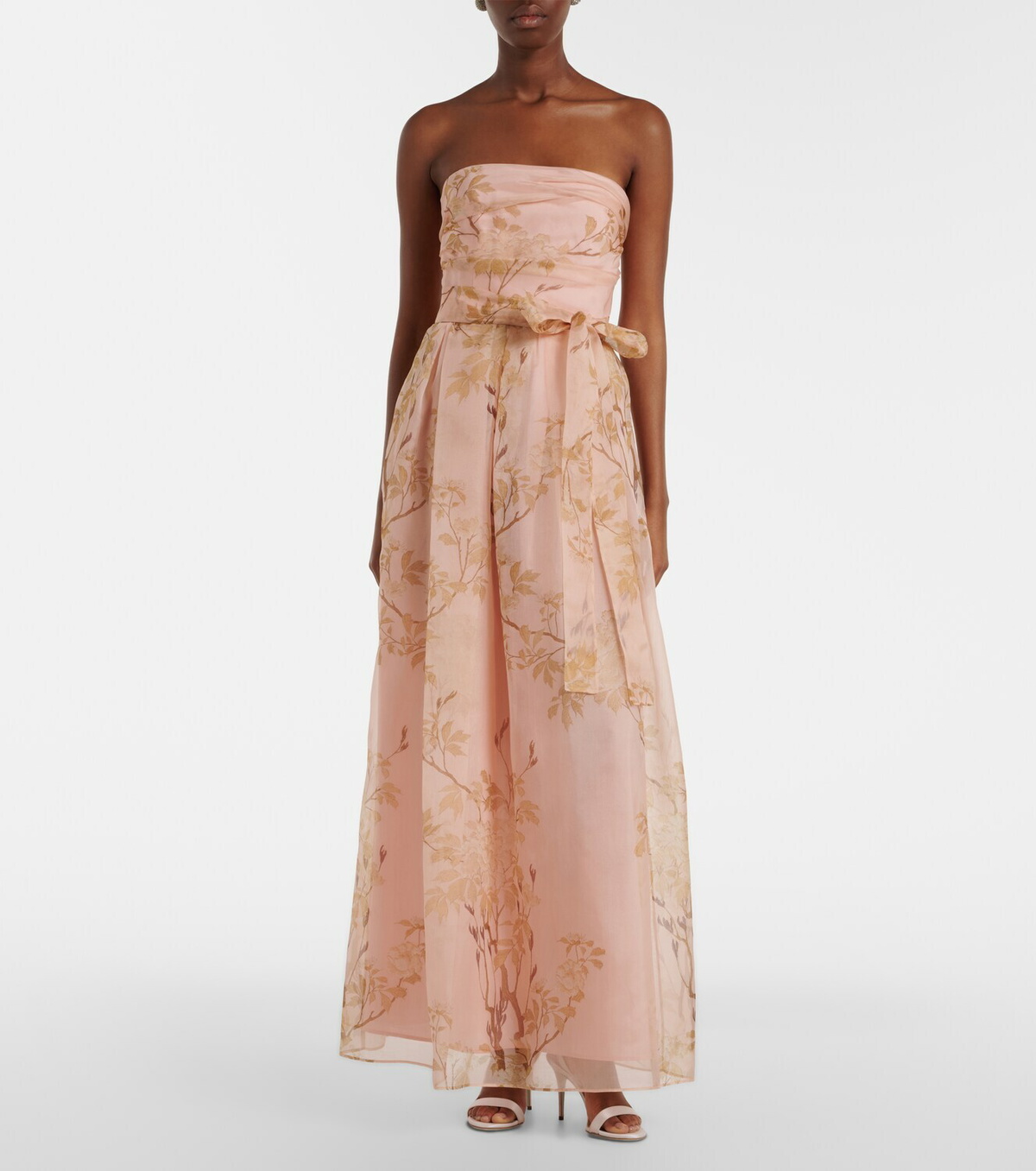 Max Mara Elegante Dominio floral silk organza bustier gown