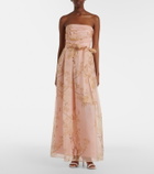 Max Mara Elegante Dominio floral silk organza bustier gown
