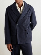 Barena - Brawler Oversized Double-Breasted Cotton-Blend Whipcord Suit Jacket - Blue