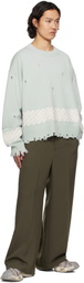 Feng Chen Wang Green Yu Zu Xie Ripped Jacquard Sweater