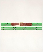 Brooks Brothers Men's Smathers & Branson Leather Needlepoint Belt