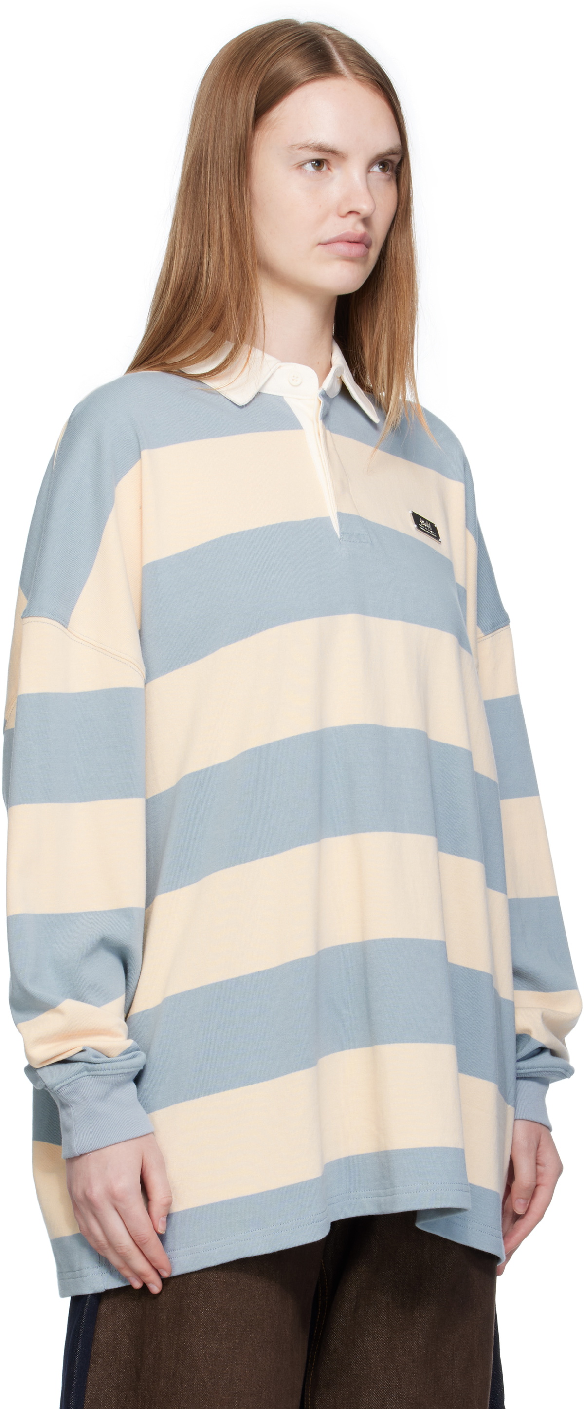 Ksubi Beige & Blue Rugged Rugby Jersey Polo