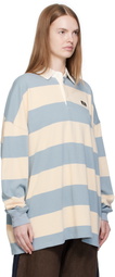 Ksubi Beige & Blue Rugged Rugby Jersey Polo