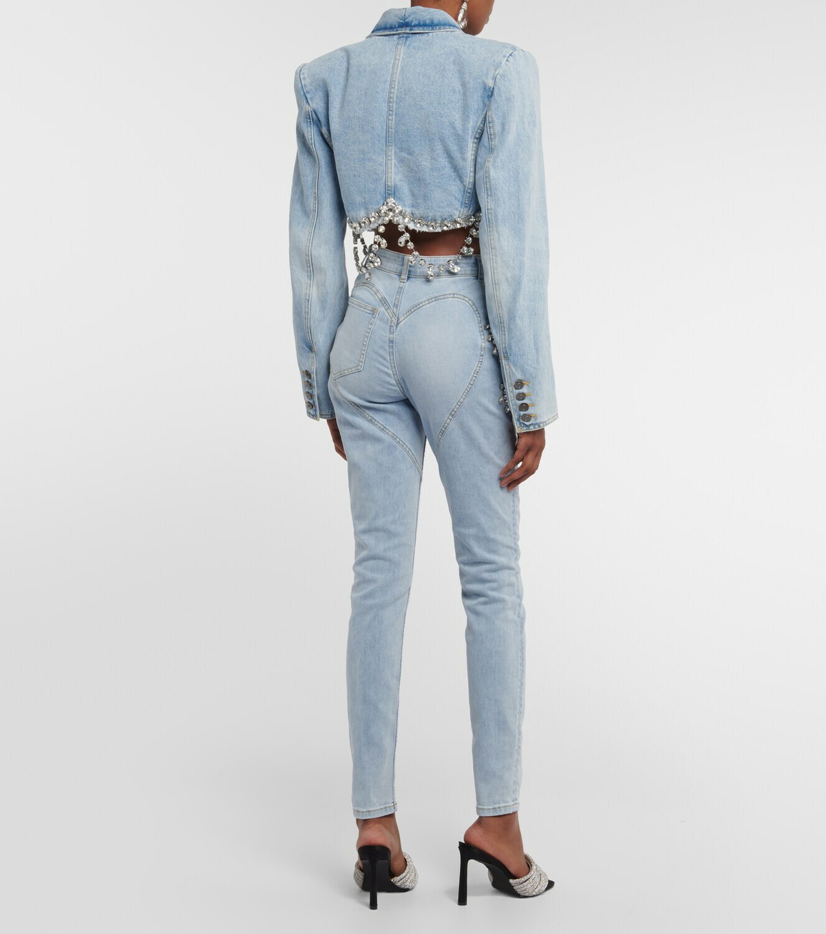 Area - Embellished cutout high-rise jeans