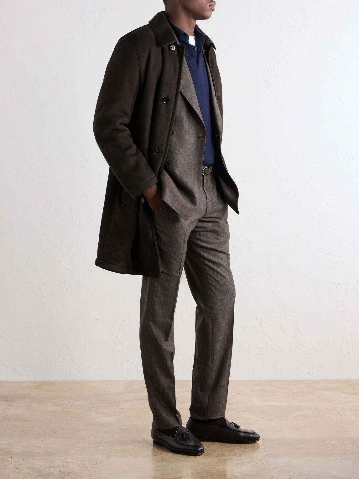 Brioni - Paneled Shearling Coat - Brown