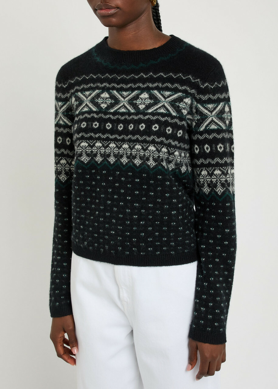 Vince Boiled Fair Isle Cashmere Jumper Black
