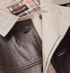 Balenciaga - Layered Cotton-Gabardine and Leather Coat - Men - Beige