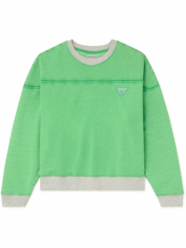 Photo: Guess USA - Logo-Print Cotton-Blend Jersey Sweatshirt - Green