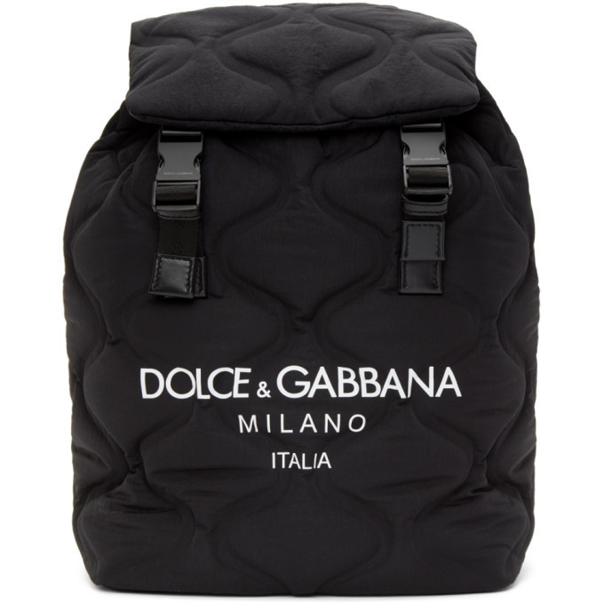 Photo: Dolce and Gabbana Black and White Quilted Logo Backpack