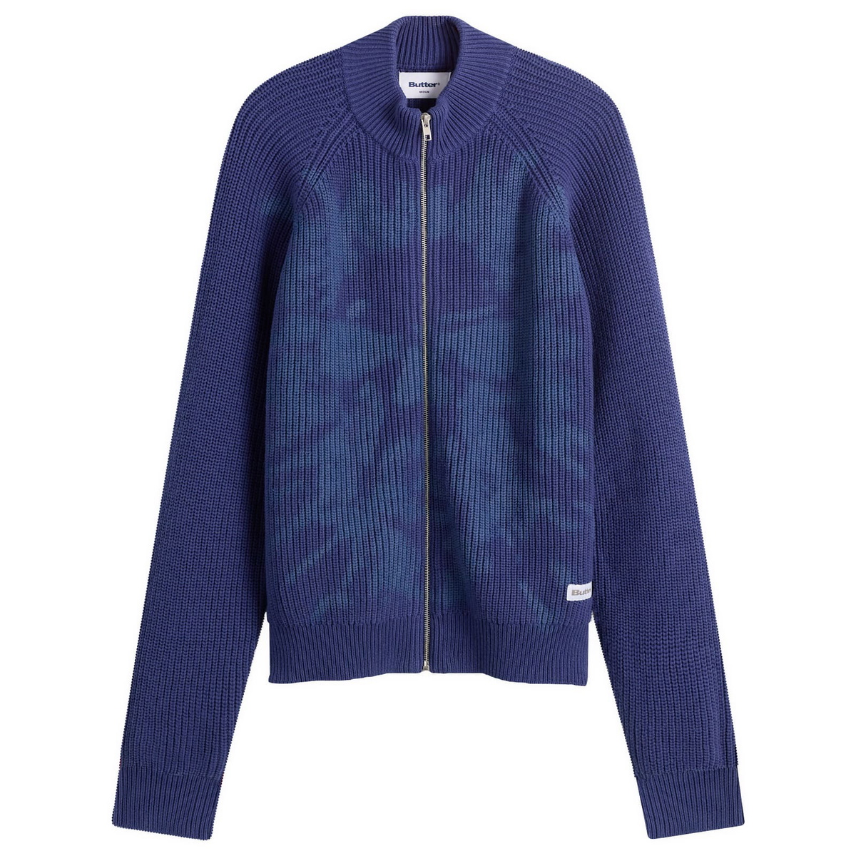 Butter Goods Men's Shout Zip Knit Sweater in Dark Blue Butter Goods