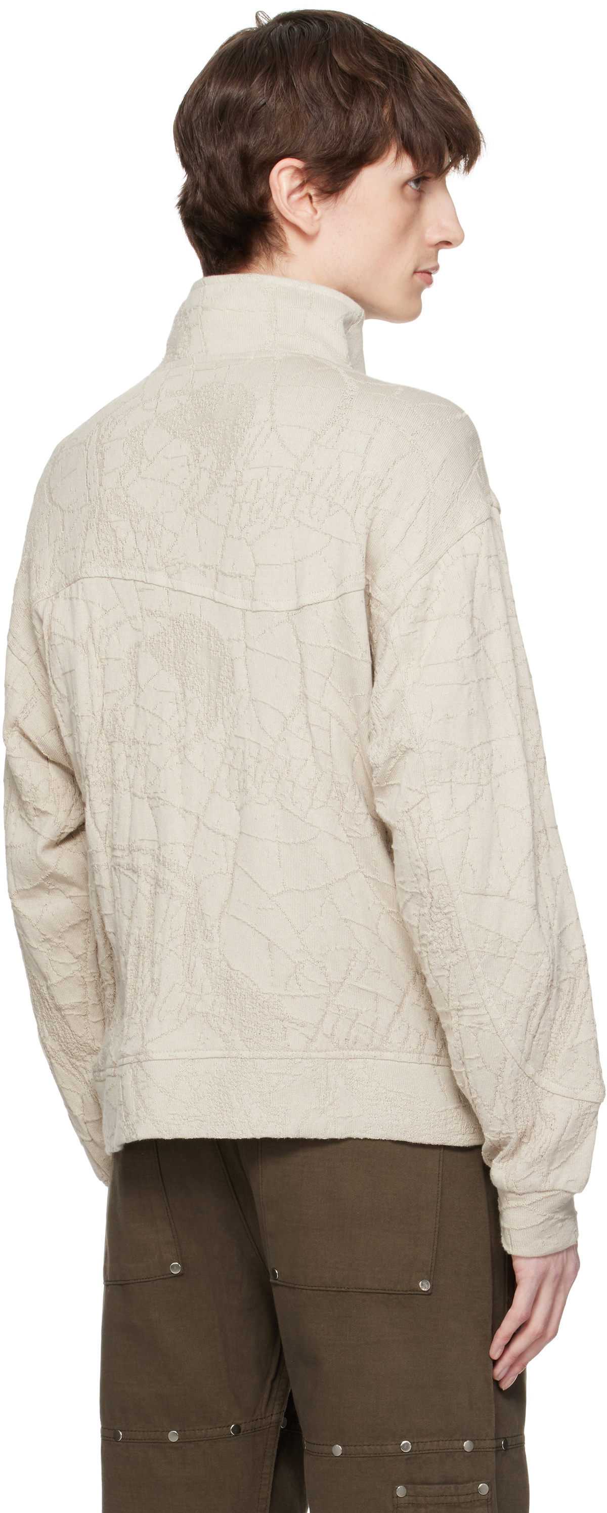 Serapis Beige Knit Wave Track Jacket