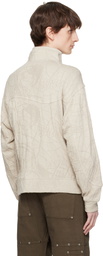 Serapis Beige Knit Wave Track Jacket