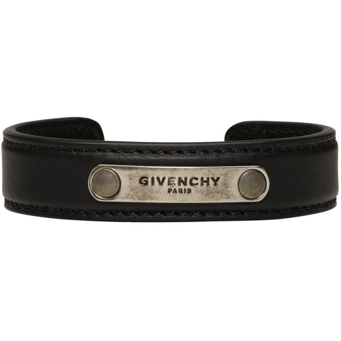 Photo: Givenchy Black Leather Logo Bracelet