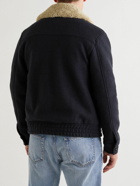 Mr P. - Shearling-Trimmed Boiled Wool Blouson Jacket - Blue