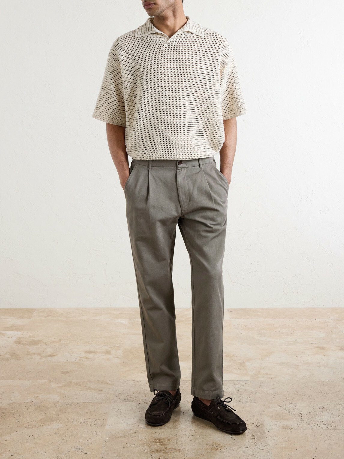 Mr P. - Daniel Tapered Pleated Cotton-Canvas Trousers - Gray