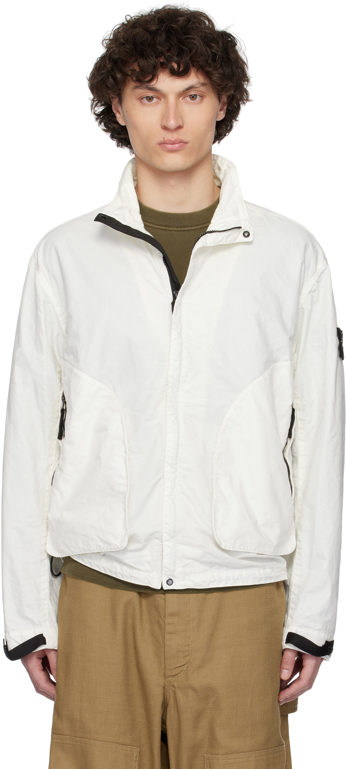 K*i様 STONE  ジャケット マウンテンパーカー　アイボリー Stone Island Off-White Organic Look Nylon Panama-TC Jacket Stone