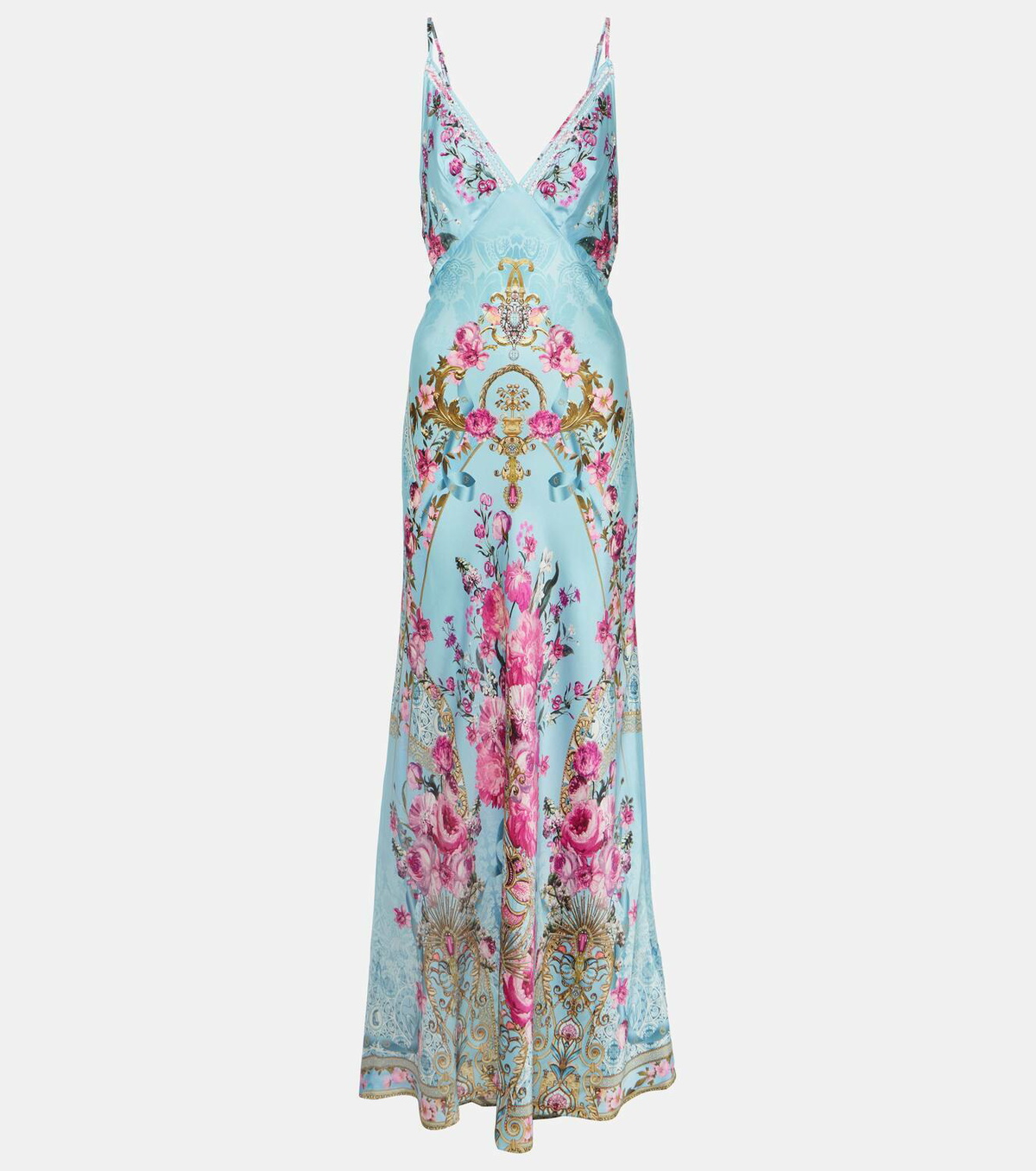 Camilla Embellished floral silk satin slip dress Camilla