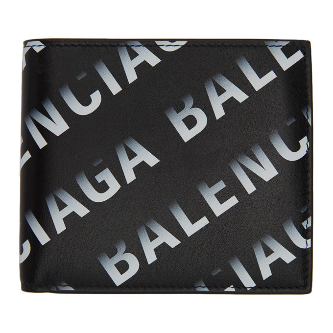 Photo: Balenciaga Black and Grey Gradient Logo Cash Wallet