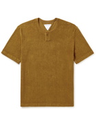 Bottega Veneta - Cotton-Blend Terry Henley T-Shirt - Brown