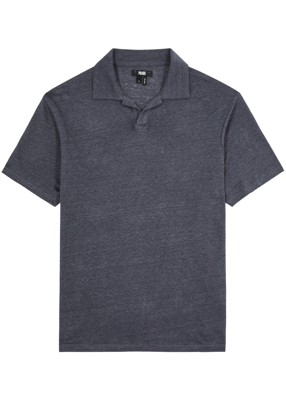 Paige Shelton Linen Polo Shirt Blue