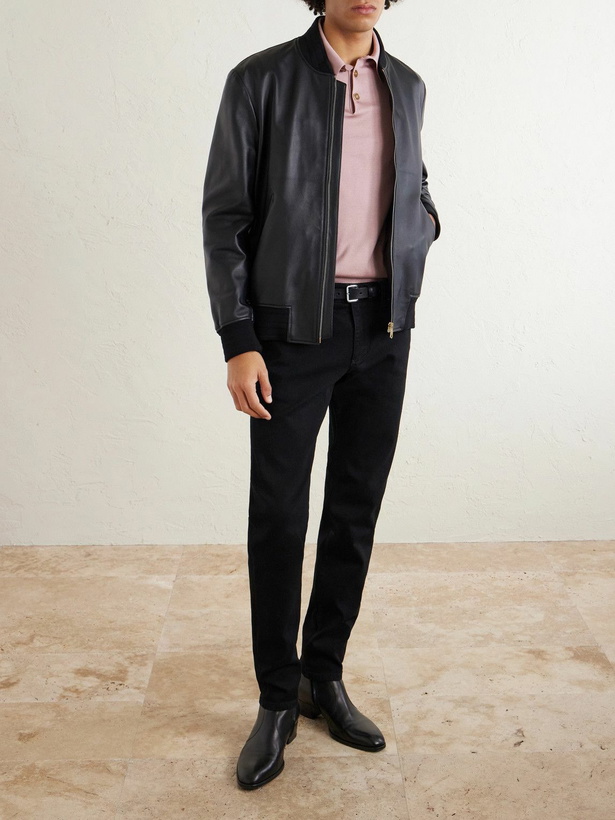 Photo: Dolce&Gabbana - Logo-Embroidered Silk Polo Shirt - Pink