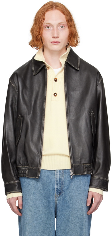 Photo: Dunst Black Spread Collar Leather Jacket