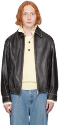 Dunst Black Spread Collar Leather Jacket