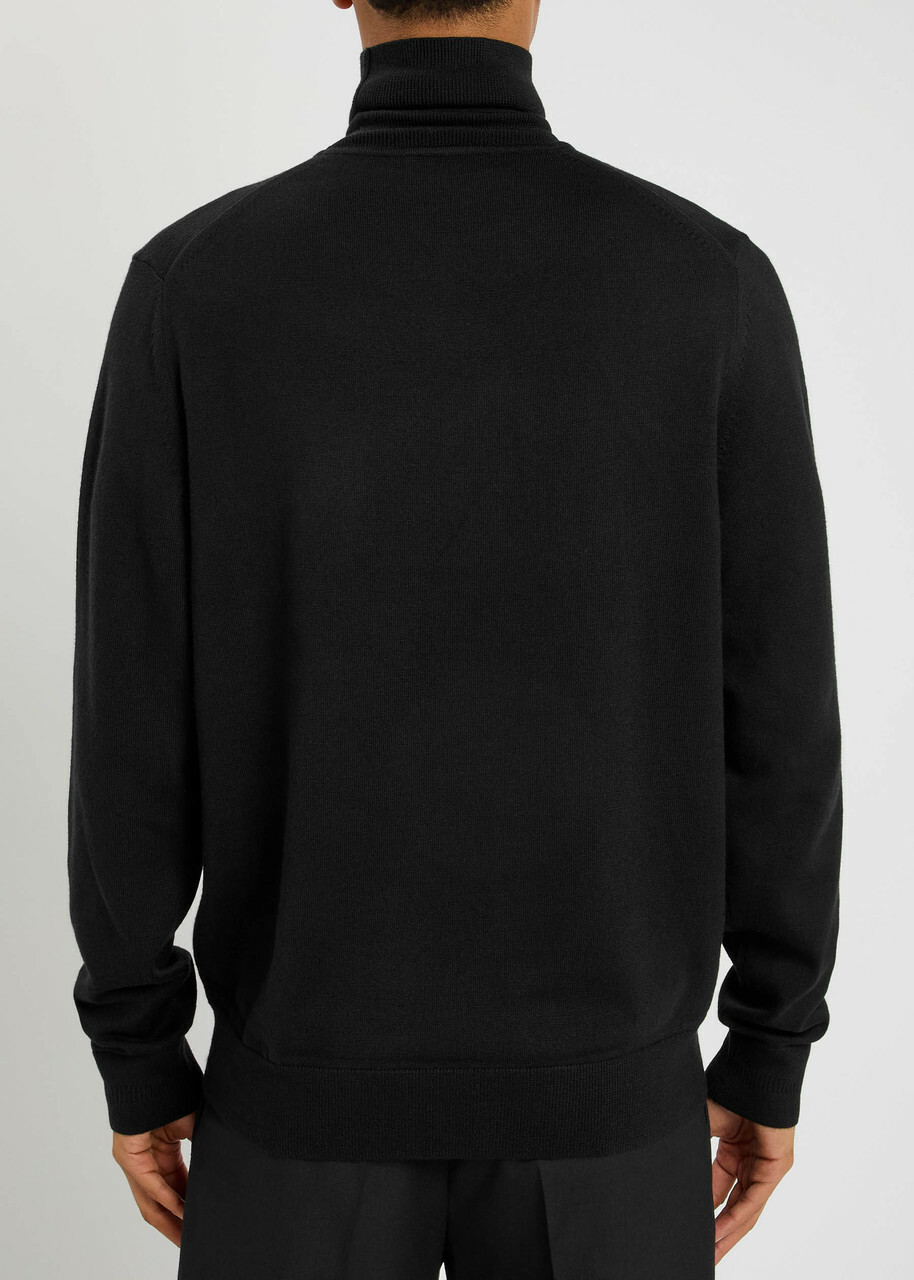 Fred Perry Logo-embroidered Wool-blend Jumper Black