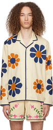 HARAGO Off-White Daisy Appliqué Shirt