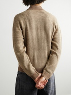 DIME - Logo-Embroidered Ribbed-Knit Zip-Up Cardigan - Brown