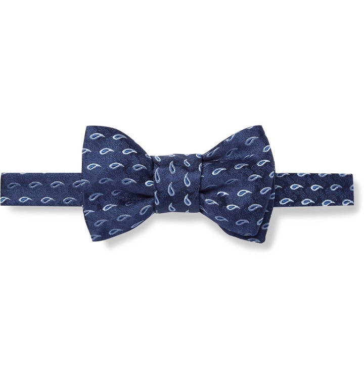 Photo: Charvet - Pre-Tied Silk-Jacquard Bow Tie - Blue
