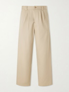 A.P.C. - Ricky Straight-Leg Pleated Organic Cotton Trousers - Neutrals