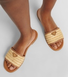 Prada Leather-trimmed raffia sandals