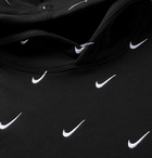 Nike - Logo-Embroidered Fleece-Back Cotton-Blend Jersey Hoodie - Black