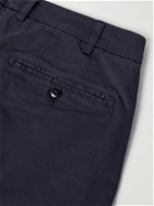 Canali - Straight-Leg Cotton-Twill Shorts - Blue