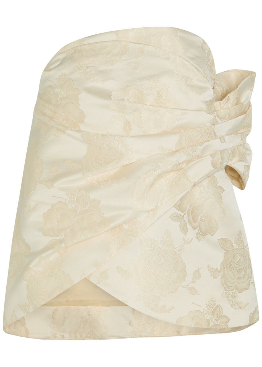 Simone Rocha Floral-jacquard Gathered Satin top Cream