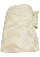 Simone Rocha Floral-jacquard Gathered Satin top Cream