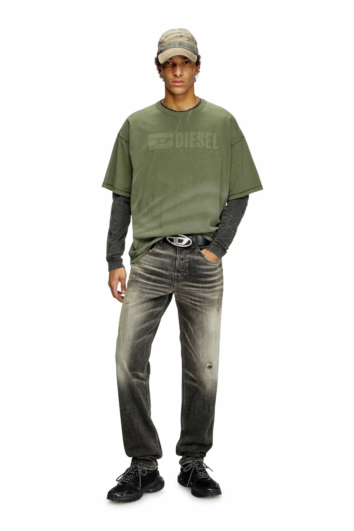 Diesel Laser-faded logo T-shirt - T-Shirts Mens in Green Diesel