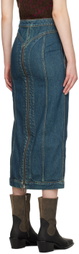 Eckhaus Latta Blue Zip Denim Midi Skirt