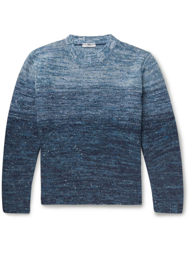 Photo: Inis Meáin - Dégradé Merino Wool and Cashmere-Blend Mock-Neck Sweater - Blue