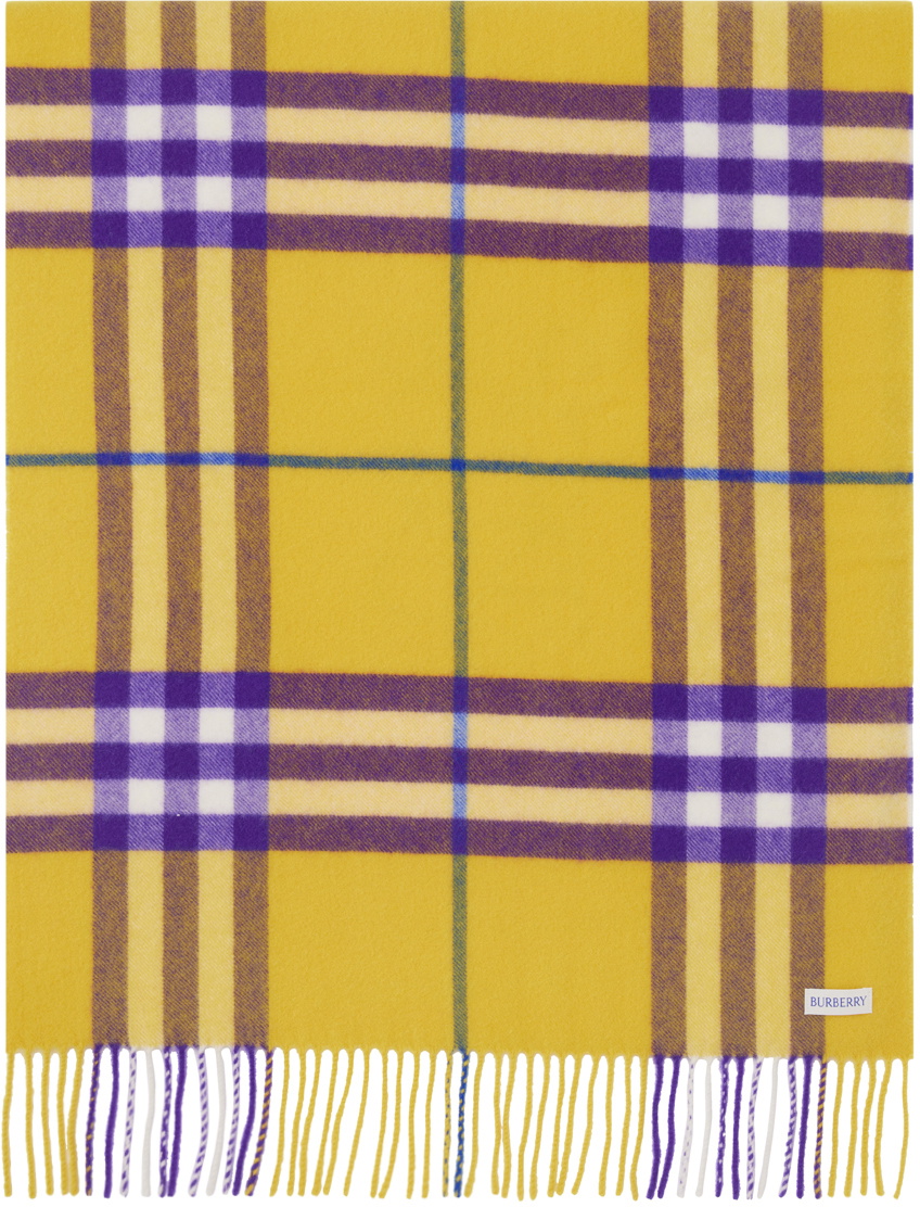 マフラー・ストール Burberry Giant Check Scarf - Burberry - Wool - Yellow Burberry Yellow Lightweight Check Wool Scarf | Neiman Marcus