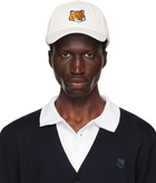 Maison Kitsuné White Large Fox Head Embroidery Cap