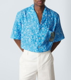 Kiton Printed linen bowling shirt