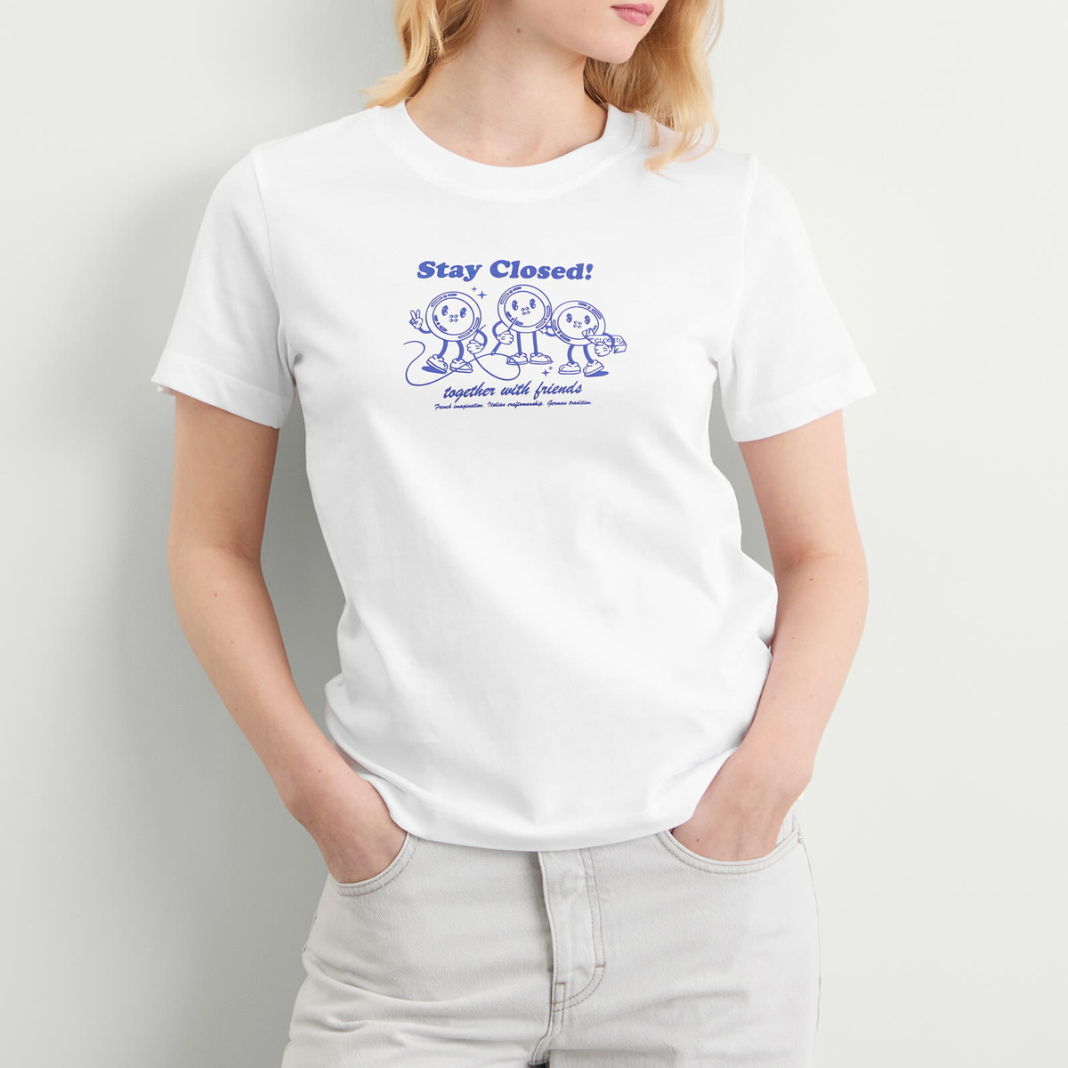 Closed Women's Stay Button Print T-Shirt in White