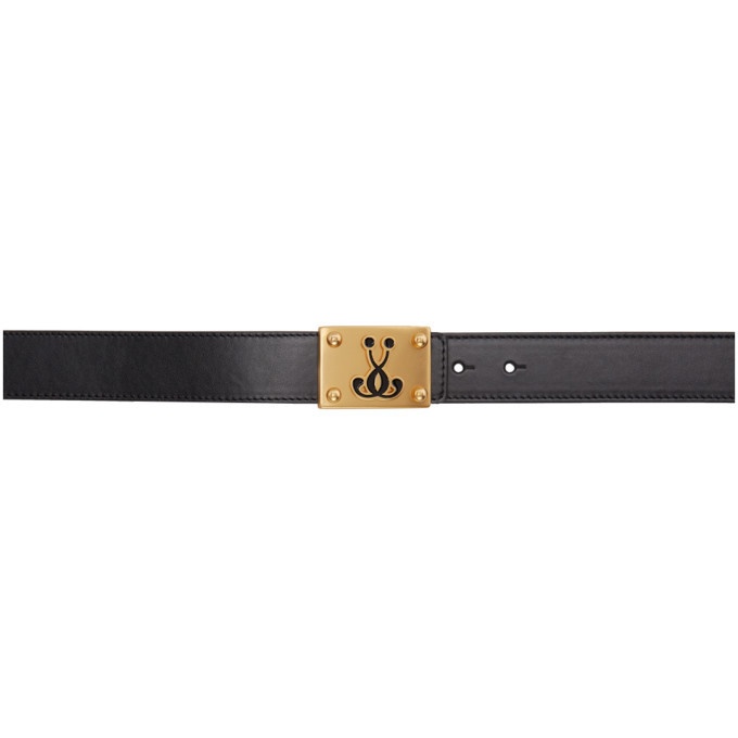 Photo: Moschino Black and Gold Logo Buckle Belt