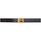 Moschino Black and Gold Logo Buckle Belt