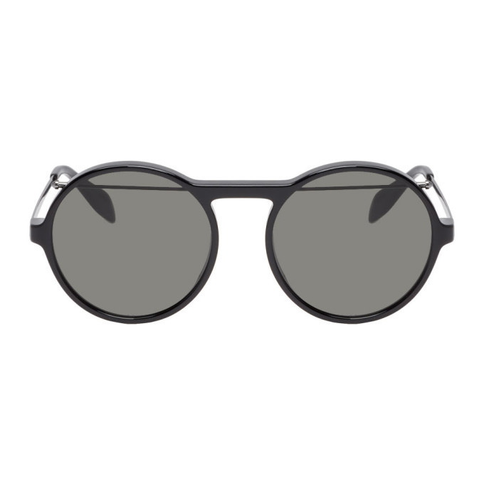 Photo: Alexander McQueen Black Round Piercing Sunglasses